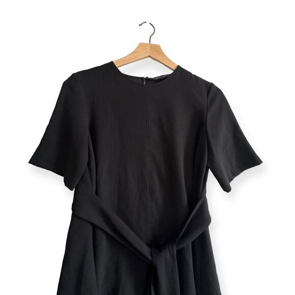 ZARA WOMAN V NECK Belted Asymmetrical blouse top, Black, Size S - Picture 6 of 14